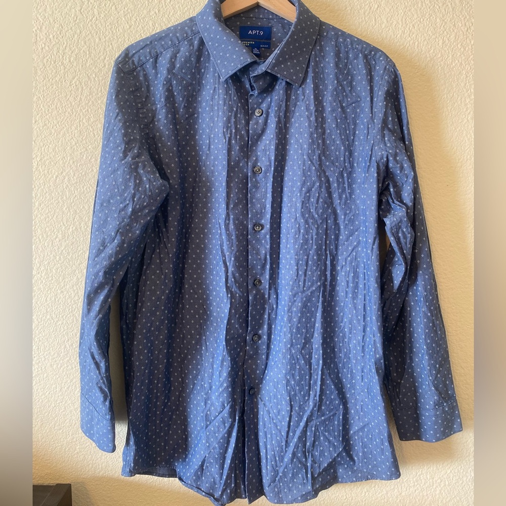 APT 9 Navy Button-Up Shirt